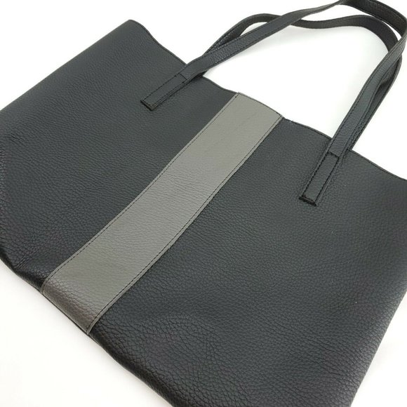 Vince Camuto Womens Black Gray Pebbled Vegan Leather Luck Tote Handbag Purse - Picture 3 of 13